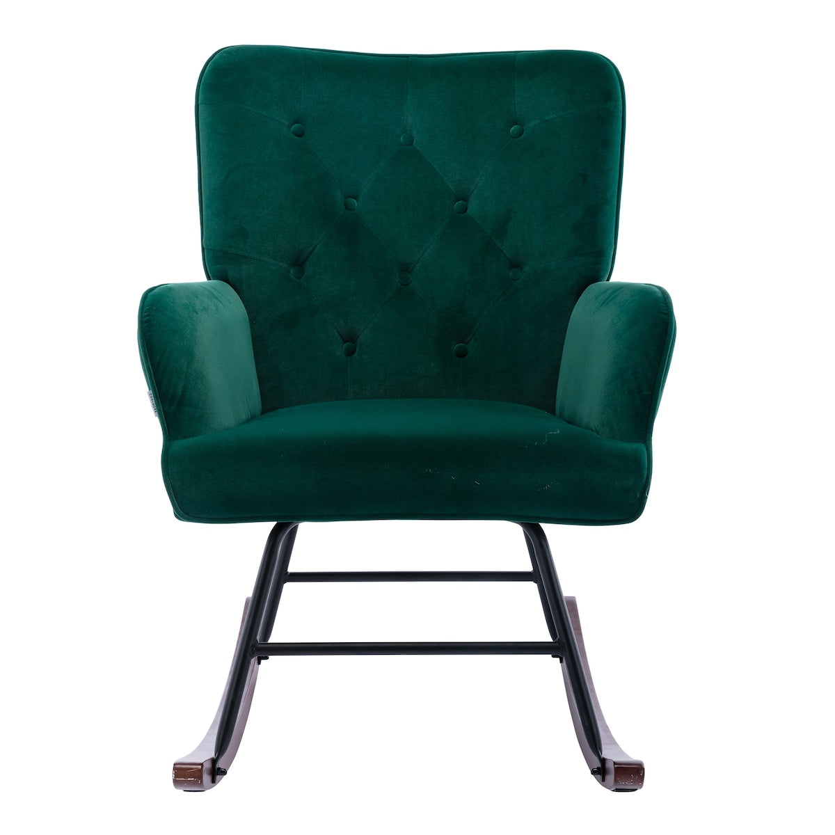 High Backrest & Cozy Armrest Velvet Rocking Chair Living Room Accent Chair Ergonomic Chair