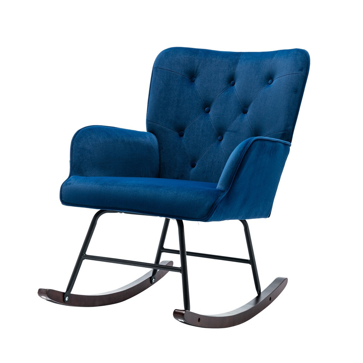 High Backrest & Cozy Armrest Velvet Rocking Chair Living Room Accent Chair Ergonomic Chair