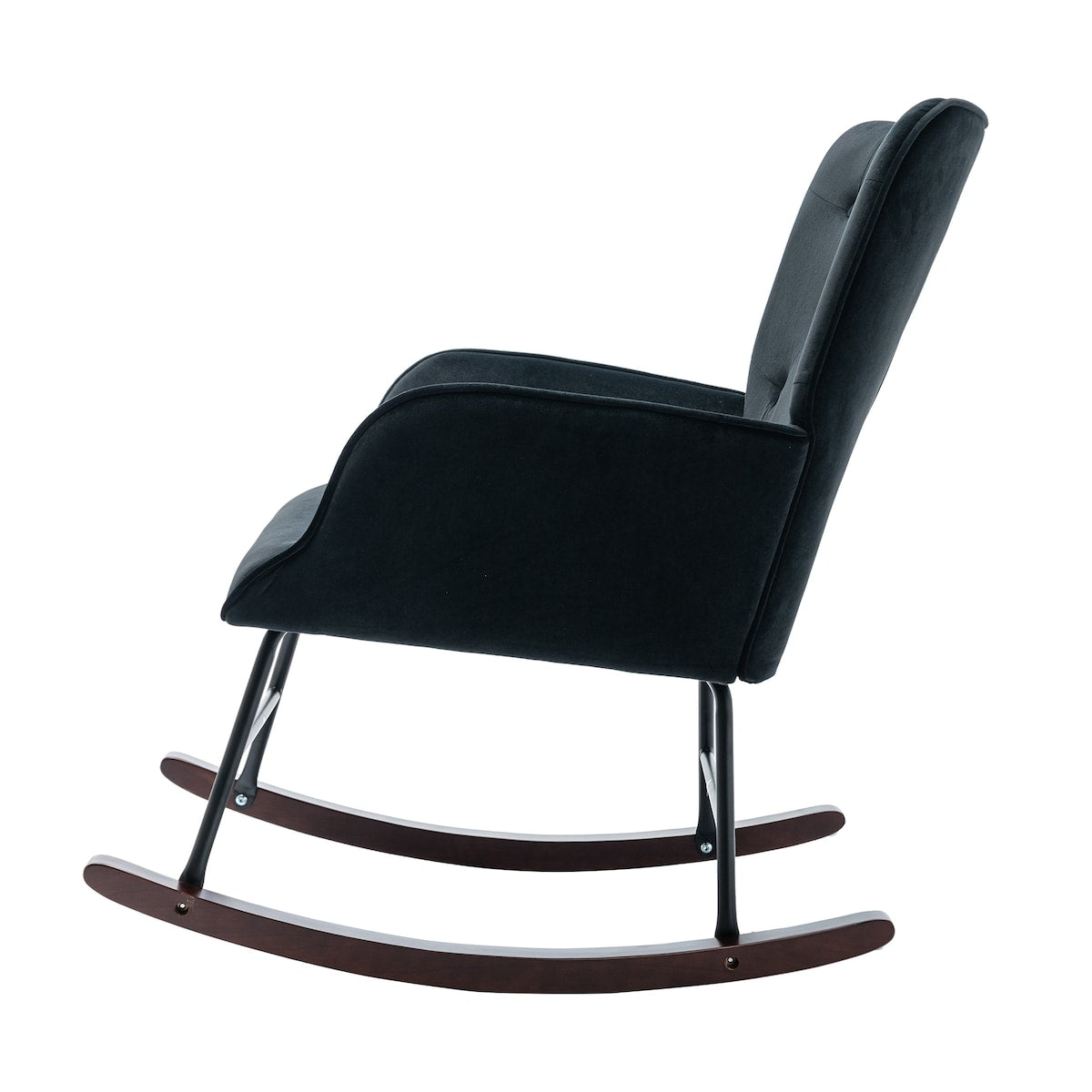 High Backrest & Cozy Armrest Velvet Rocking Chair Living Room Accent Chair Ergonomic Chair
