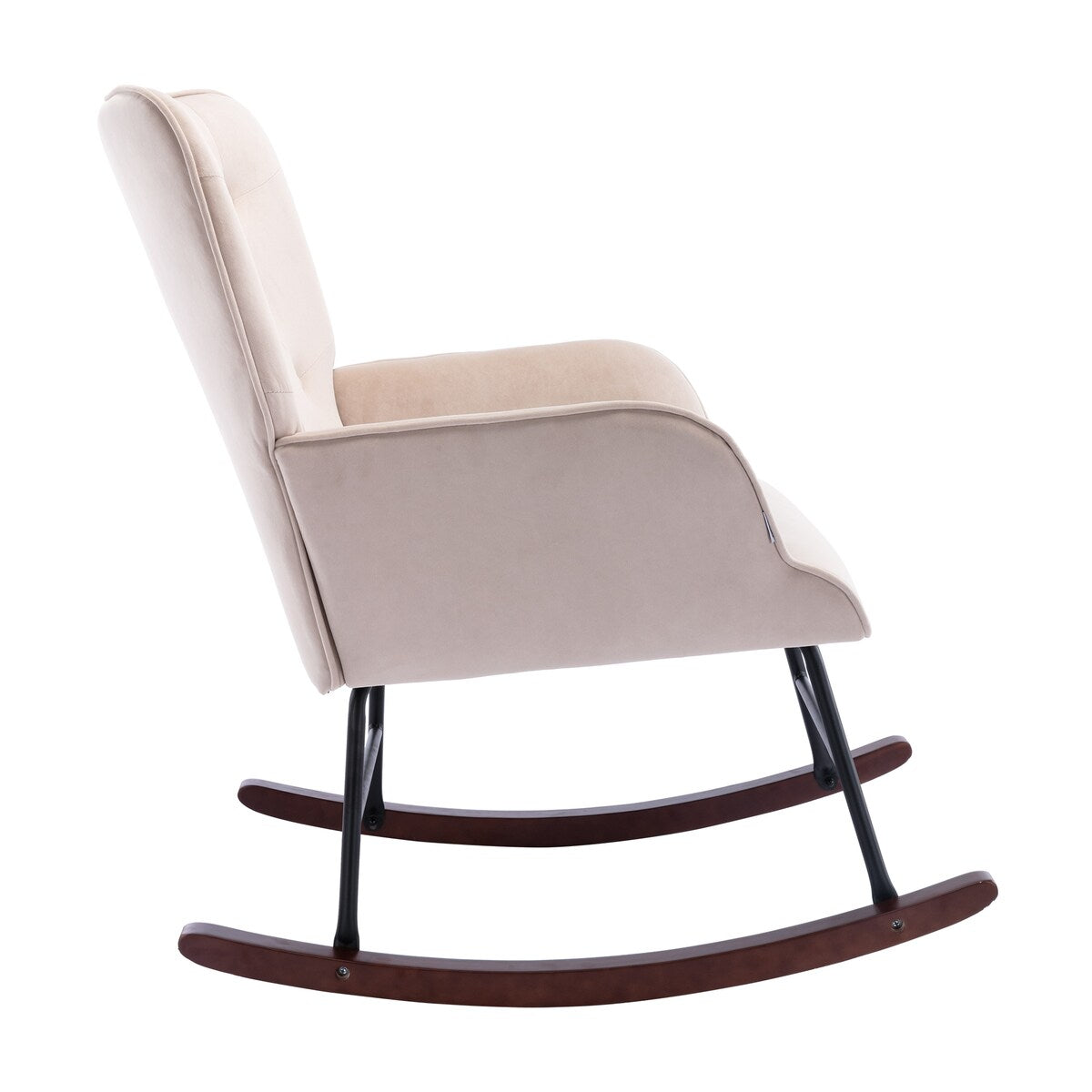High Backrest & Cozy Armrest Velvet Rocking Chair Living Room Accent Chair Ergonomic Chair