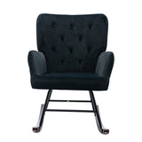 High Backrest & Cozy Armrest Velvet Rocking Chair Living Room Accent Chair Ergonomic Chair