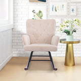 High Backrest & Cozy Armrest Velvet Rocking Chair Living Room Accent Chair Ergonomic Chair