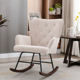 High Backrest & Cozy Armrest Velvet Rocking Chair Living Room Accent Chair Ergonomic Chair