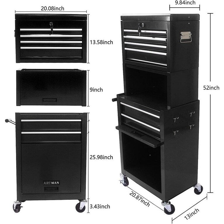 Rolling Tool Chest Storage Cabinet Tool Box with Wheels & 6 Drawers