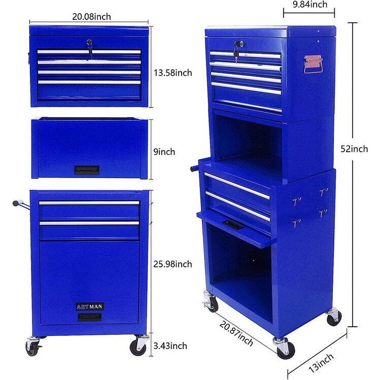 Rolling Tool Chest Storage Cabinet Tool Box with Wheels & 6 Drawers