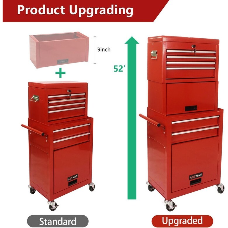 Rolling Tool Chest Storage Cabinet Tool Box with Wheels & 6 Drawers
