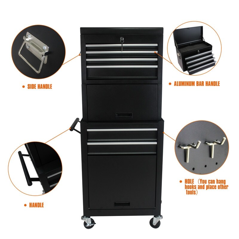 Rolling Tool Chest Storage Cabinet Tool Box with Wheels & 6 Drawers