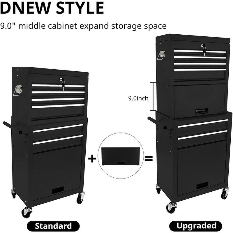 Rolling Tool Chest Storage Cabinet Tool Box with Wheels & 6 Drawers