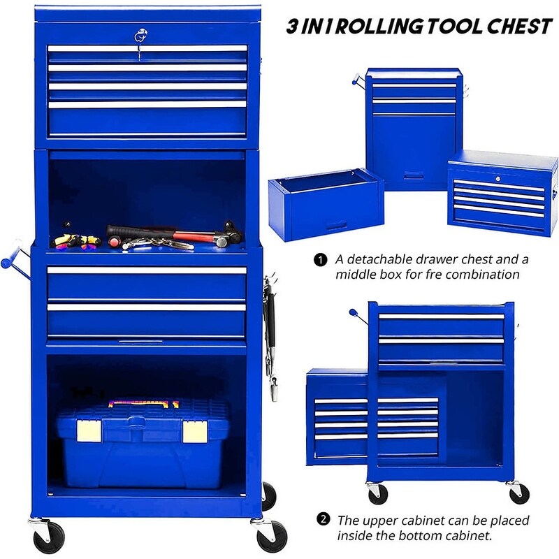 Rolling Tool Chest Storage Cabinet Tool Box with Wheels & 6 Drawers