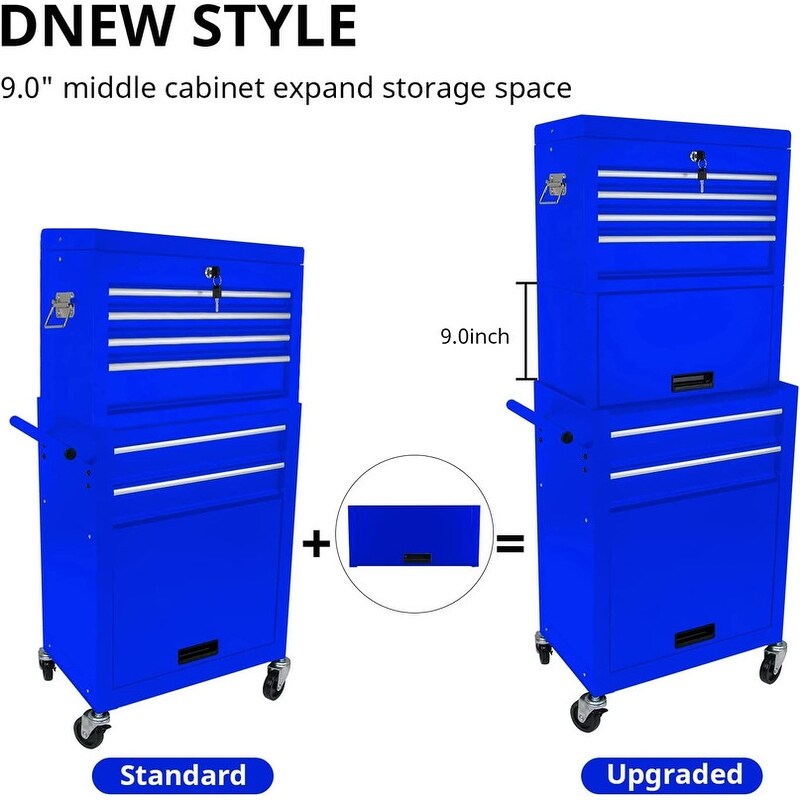 Rolling Tool Chest Storage Cabinet Tool Box with Wheels & 6 Drawers