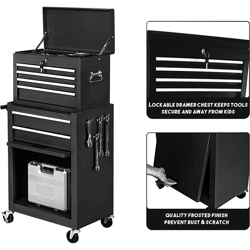 Rolling Tool Chest Storage Cabinet Tool Box with Wheels & 6 Drawers