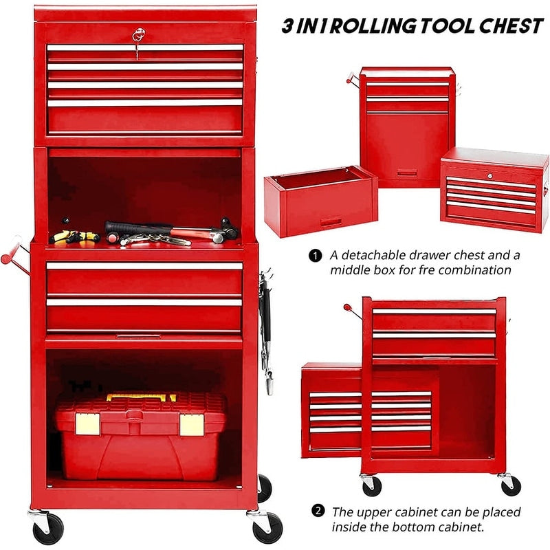Rolling Tool Chest Storage Cabinet Tool Box with Wheels & 6 Drawers
