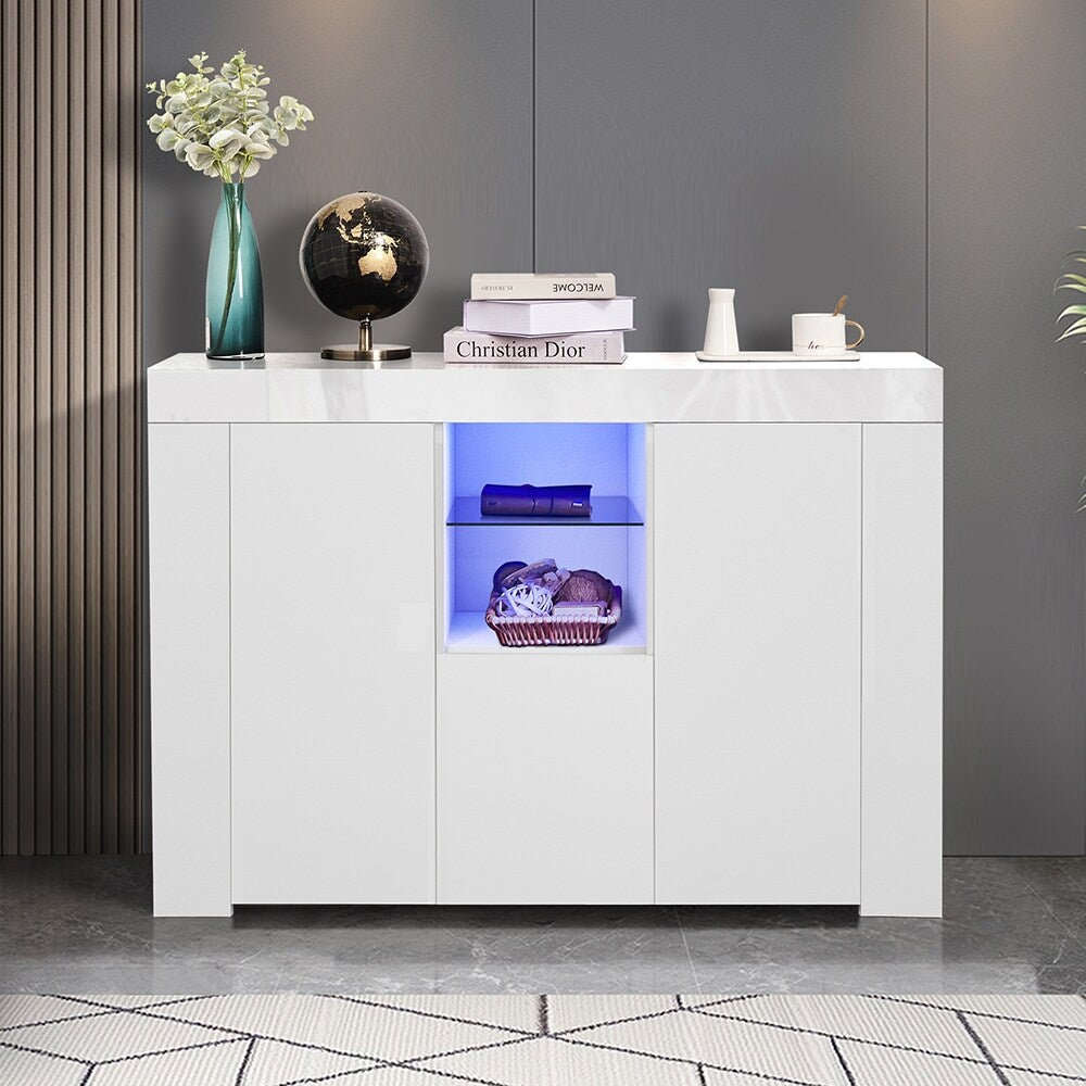 High Gloss Dining Room Buffet Storage Cabinet Hallway Living Room TV Stand Unit Display Cabinet with Drawer and 2 Doors