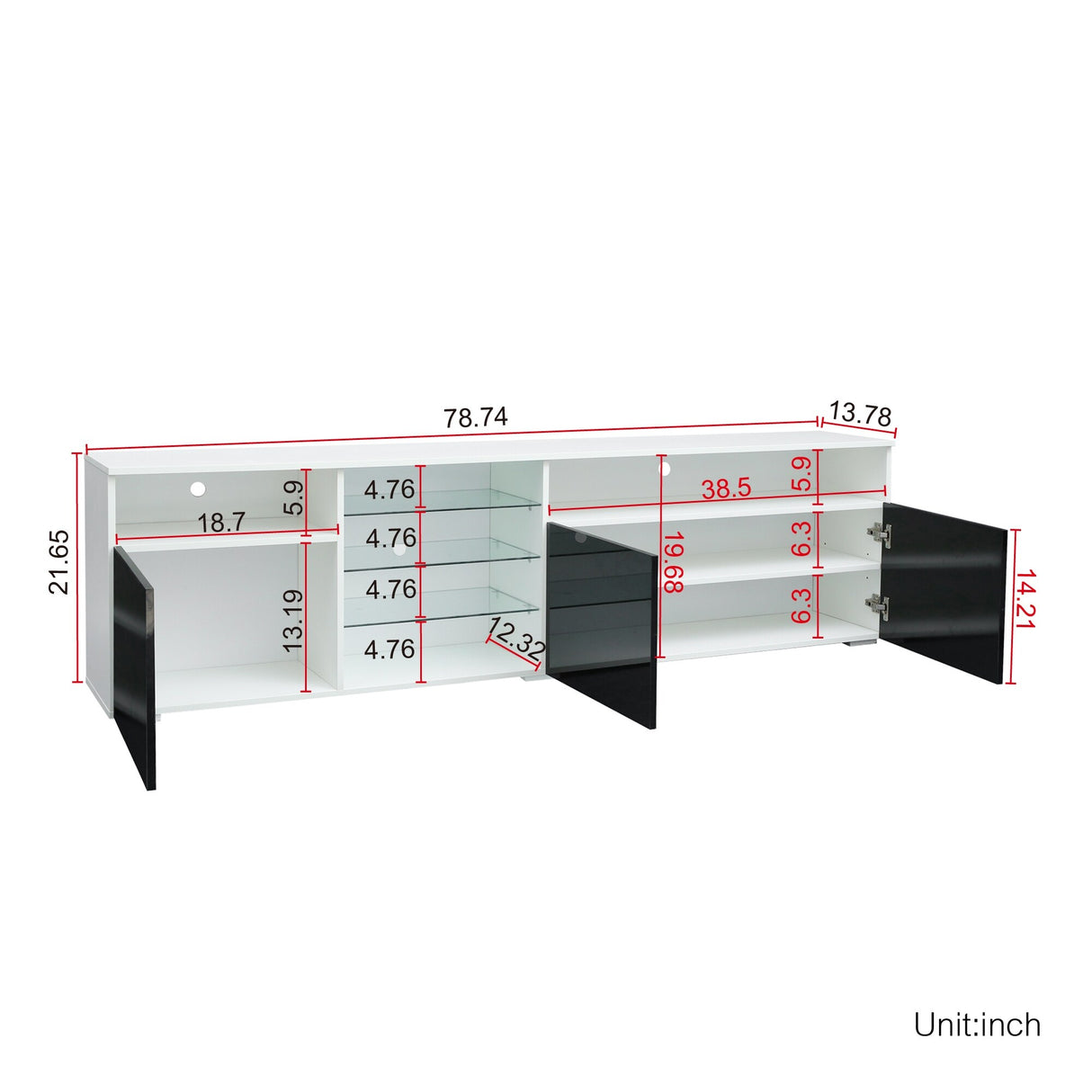 High Gloss Doors Modern TV Stand LED