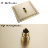 Super-thin 12'' Rotatable High Pressure Rain Shower Head with Self-Cleaning and Aerating Technology in Black / Gold