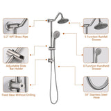 Wall Mounted Shower Faucet With Handheld Shower 6 Inch Rain Shower Head Combo Set Shower System With Slide Bar, NO VALVE