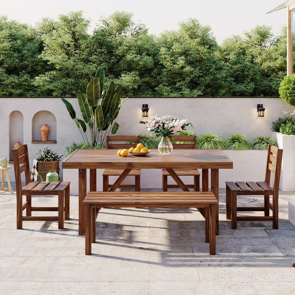 High-Quality Acacia Wood Outdoor Table and Chair Set, Suitable for Patio, Balcony, Backyard