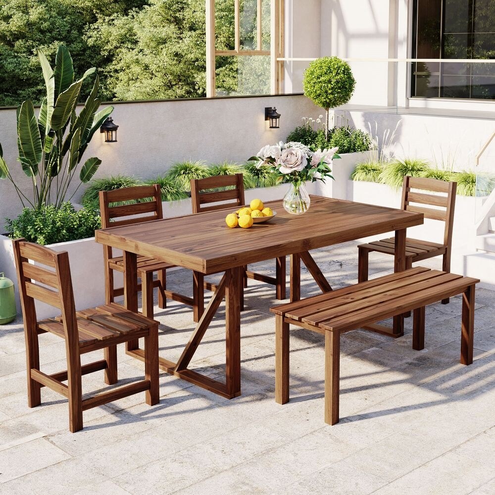 High-Quality Acacia Wood Outdoor Table and Chair Set, Suitable for Patio, Balcony, Backyard