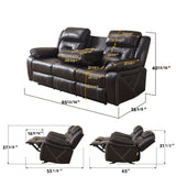 High-Quality Furniture: Reclining Upholstered Sofa in Faux Leather with Unique Color Stitching Design and Easy Assembly