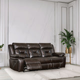 High-Quality Furniture: Reclining Upholstered Sofa in Faux Leather with Unique Color Stitching Design and Easy Assembly
