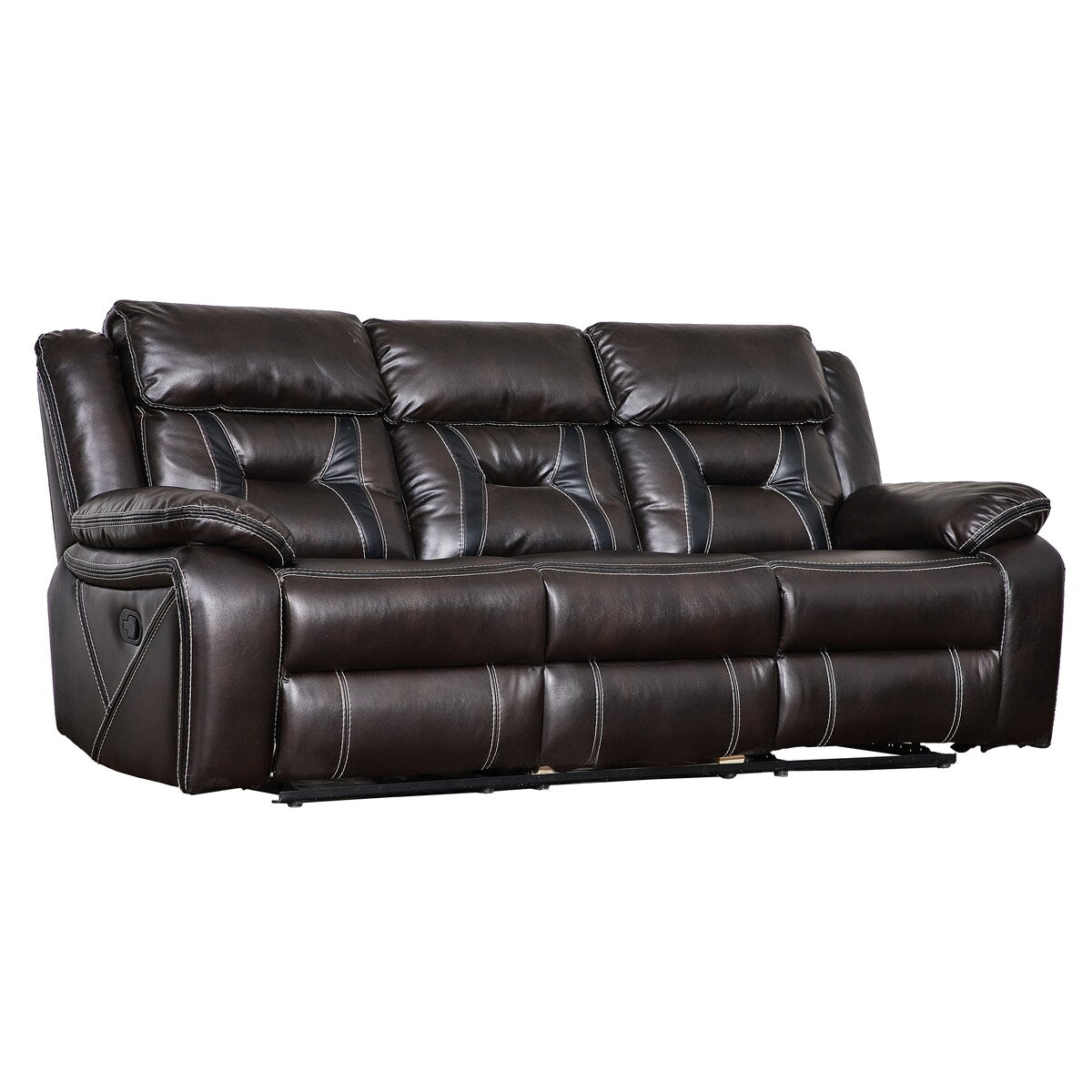 High-Quality Furniture: Reclining Upholstered Sofa in Faux Leather with Unique Color Stitching Design and Easy Assembly