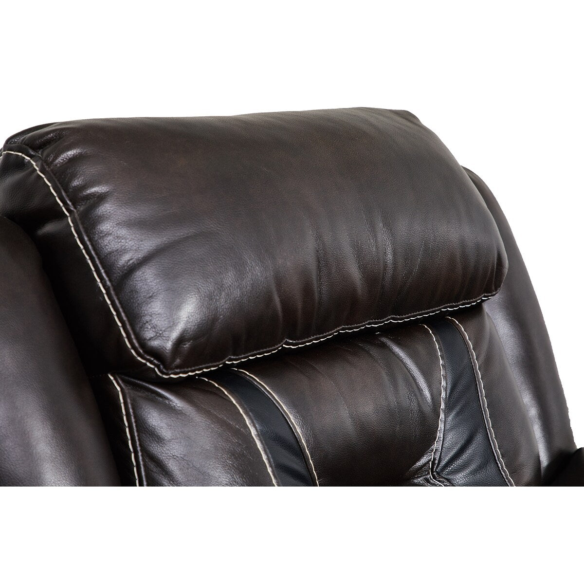 High-Quality Furniture: Reclining Upholstered Sofa in Faux Leather with Unique Color Stitching Design and Easy Assembly