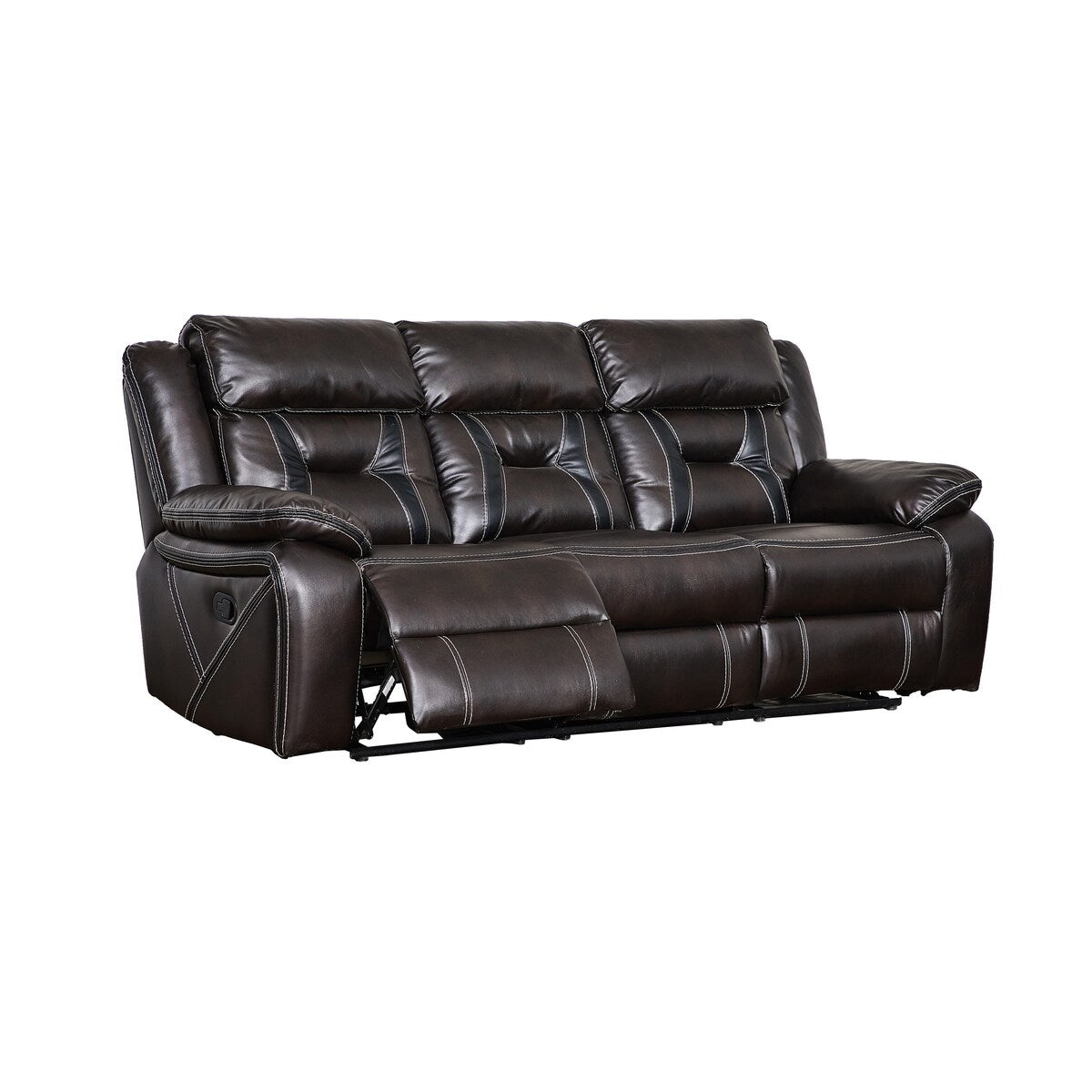 High-Quality Furniture: Reclining Upholstered Sofa in Faux Leather with Unique Color Stitching Design and Easy Assembly