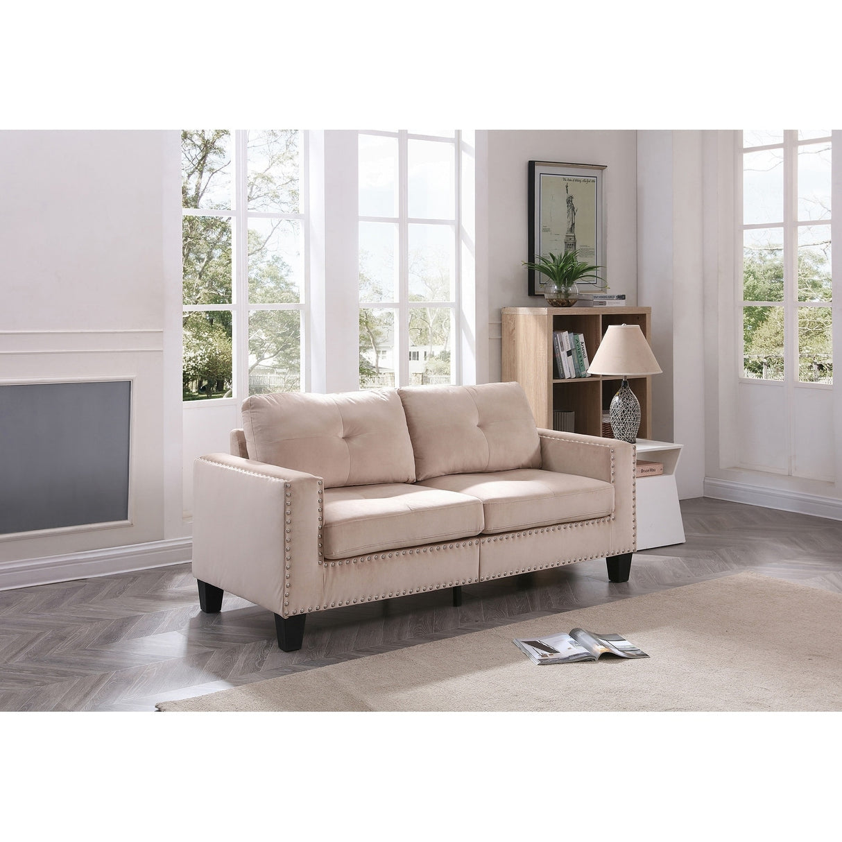 High Quality Velvet with Nailhead trim Sofa