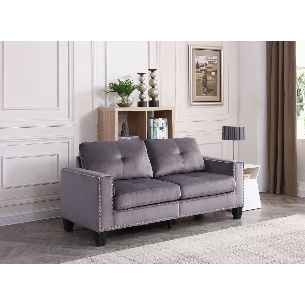High Quality Velvet with Nailhead trim Sofa
