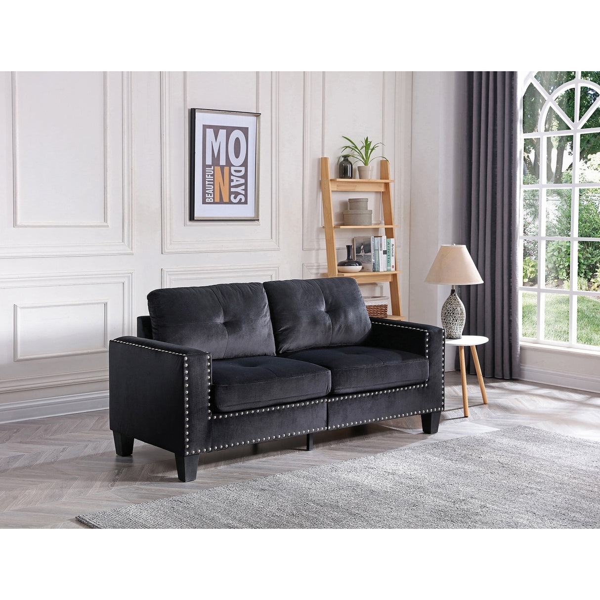 High Quality Velvet with Nailhead trim Sofa