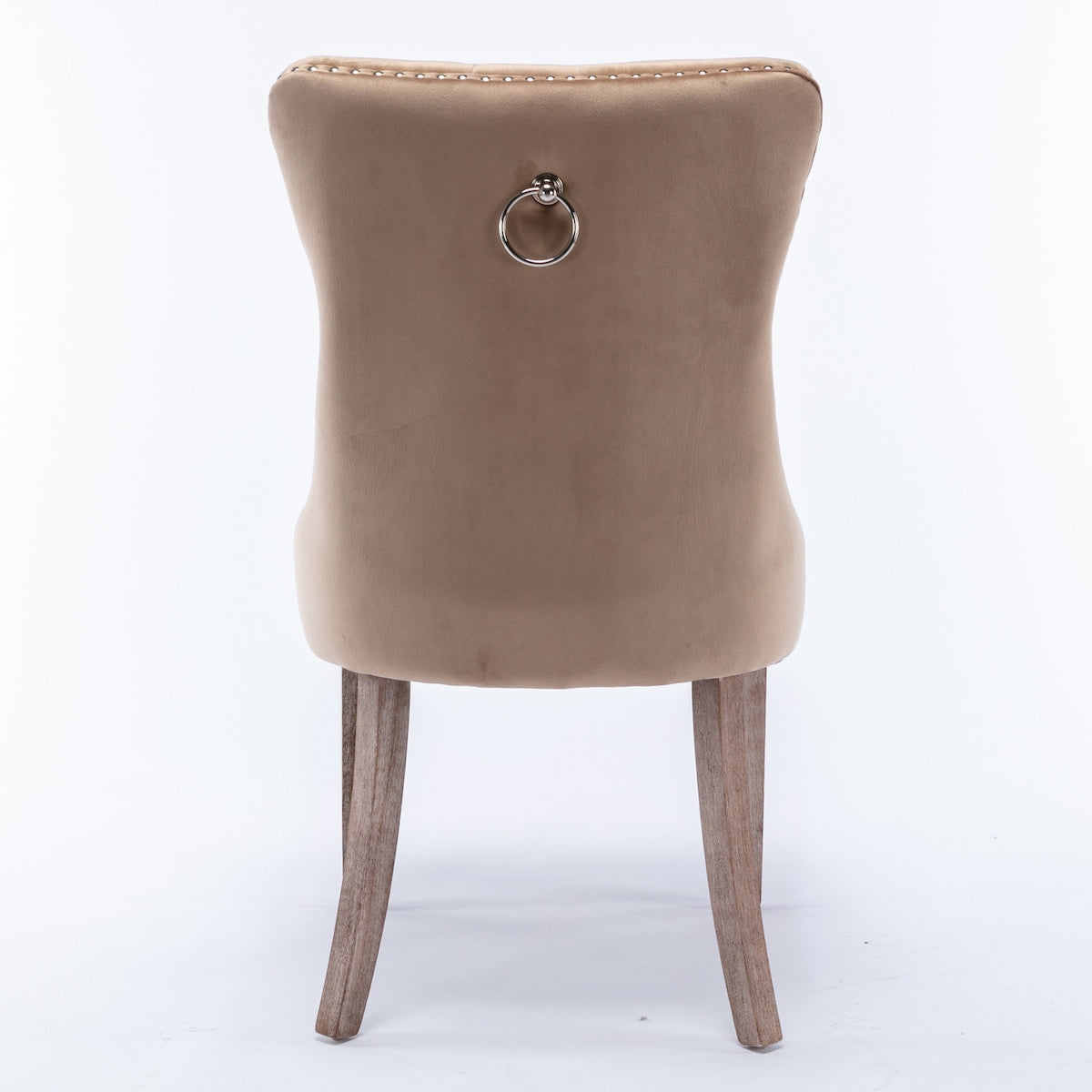 High-end Tufted Solid Wood Contemporary Velvet Upholstered Dining Chair with Wood Legs Nailhead Trim 2-Pcs Set