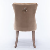 High-end Tufted Solid Wood Contemporary Velvet Upholstered Dining Chair with Wood Legs Nailhead Trim 2-Pcs Set
