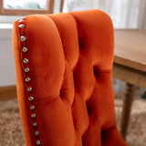 High-end Tufted Solid Wood Contemporary Velvet Upholstered Dining Chair with Wood Legs Nailhead Trim 2-Pcs Set