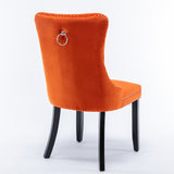 High-end Tufted Solid Wood Contemporary Velvet Upholstered Dining Chair with Wood Legs Nailhead Trim 2-Pcs Set