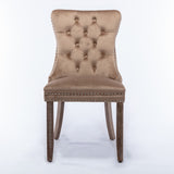 High-end Tufted Solid Wood Contemporary Velvet Upholstered Dining Chair with Wood Legs Nailhead Trim 2-Pcs Set