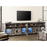 Highboy TV Console with LED Lights, Farmhouse & Industrial, 59 Inch