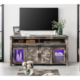 Highboy TV Console with LED Lights, Farmhouse & Industrial, 59 Inch
