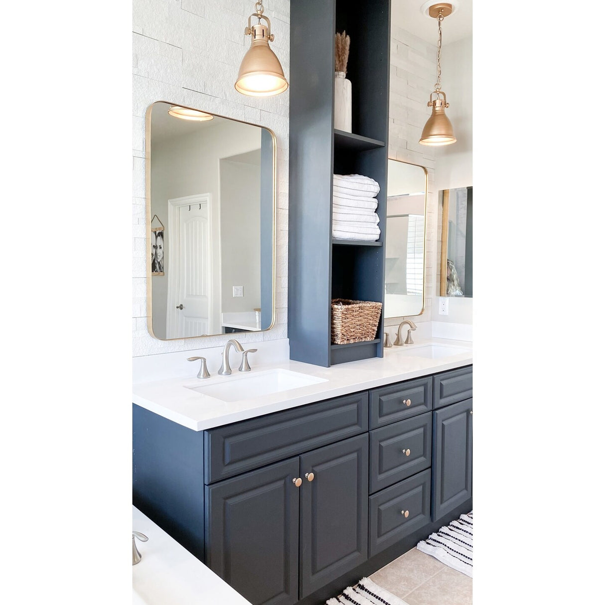 Frame My Mirror Gold Rounded Corner Wall Mirror, Highland Design - 24" x 36"