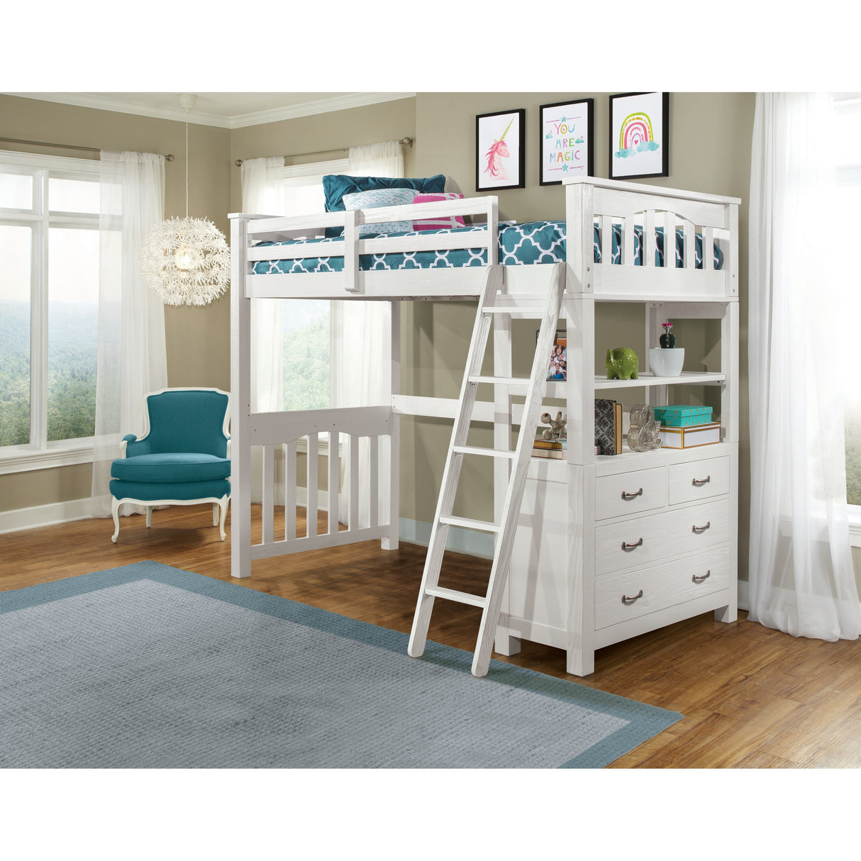 Hillsdale Kids and Teen Highlands Wood Twin Loft Bed, White