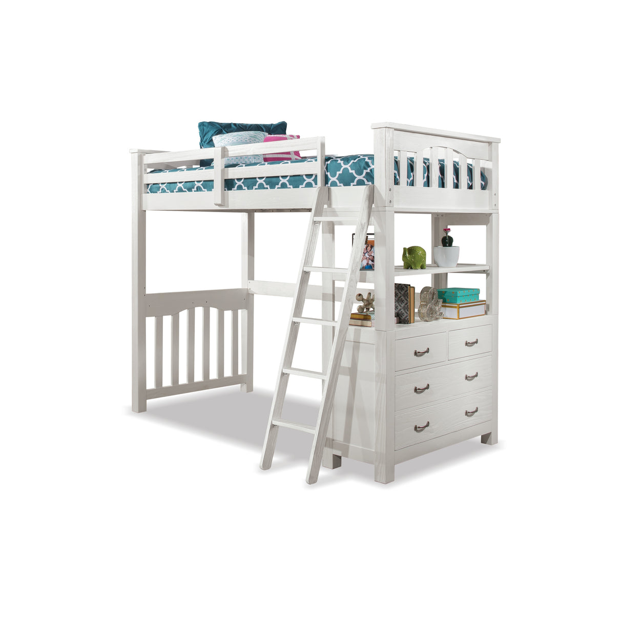 Hillsdale Kids and Teen Highlands Wood Twin Loft Bed, White
