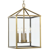 Hillcrest Collection Four-Light Vintage Brass Transitional Hall & Foyer Light - 13 in x 13 in x 22 in