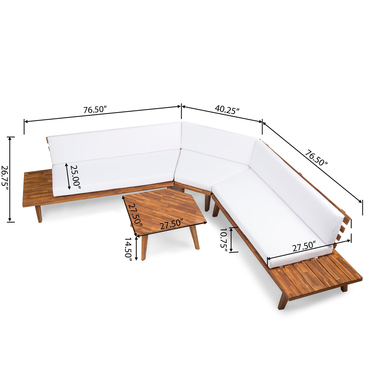 Hillcrest Outdoor V-shaped 4-piece Acacia Sectional by Christopher Knight Home
