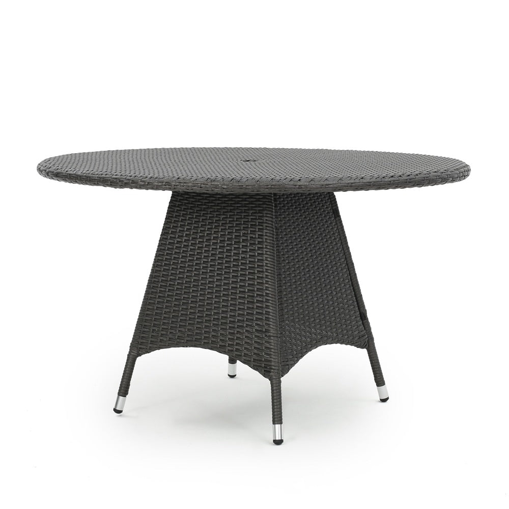 Hillhurst Outdoor 5-piece Round Wicker Dining Set with Cushions & Umbrella Hole by Christopher Knight Home