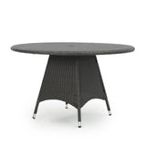 Hillhurst Outdoor 5-piece Round Wicker Dining Set with Cushions & Umbrella Hole by Christopher Knight Home