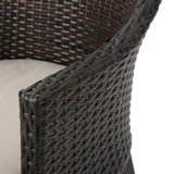 Hillhurst Outdoor 5-piece Round Wicker Dining Set with Cushions & Umbrella Hole by Christopher Knight Home