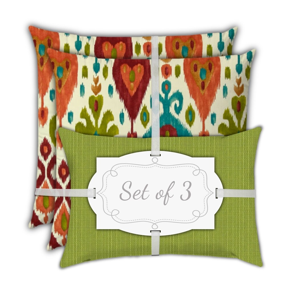Hills And Valleys Indoor/Outdoor Pillow, Set of 2 Large & 1 Lumbar Pillow