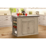 Flemington Kitchen Island in Gray with Stainless Steel Top by Hillsdale Furniture