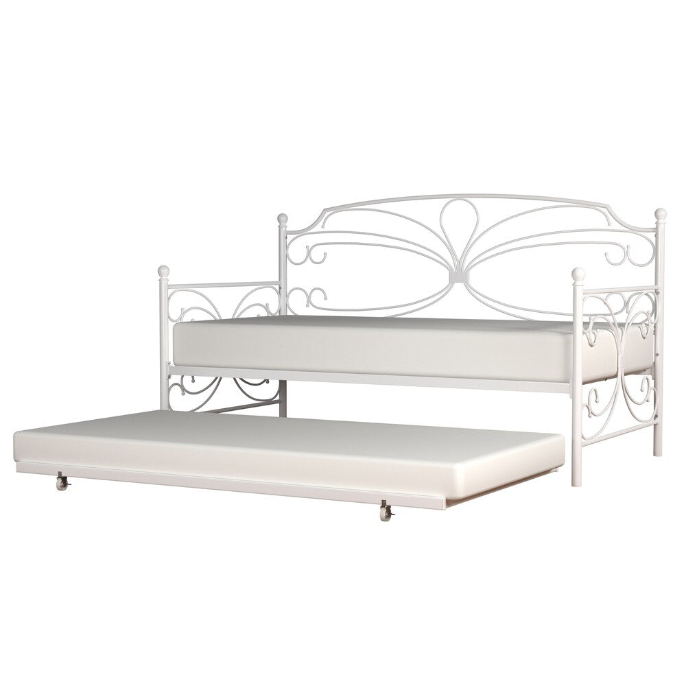 Hillsdale Furniture Anslee Complete Twin-Size Metal Daybed with Trundle, White
