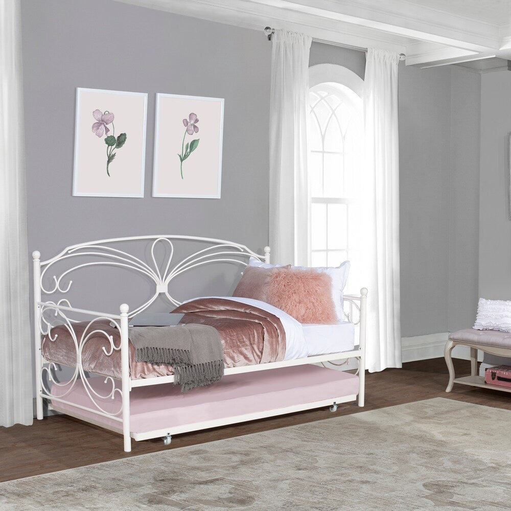 Hillsdale Furniture Anslee Complete Twin-Size Metal Daybed with Trundle, White