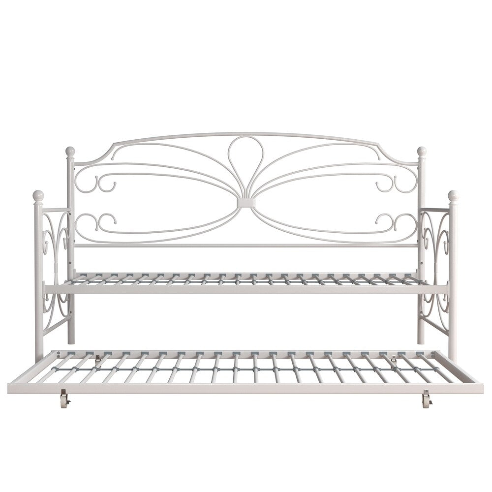 Hillsdale Furniture Anslee Complete Twin-Size Metal Daybed with Trundle, White